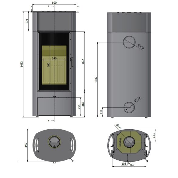 Hajduk Arco F3AN hőtárolós modern kandallókályha