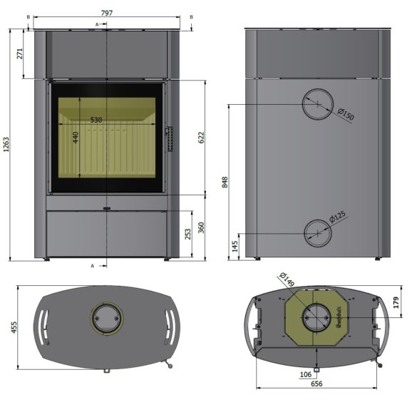 Hajduk Elipse F3A modern hőtárolós kandallókályha