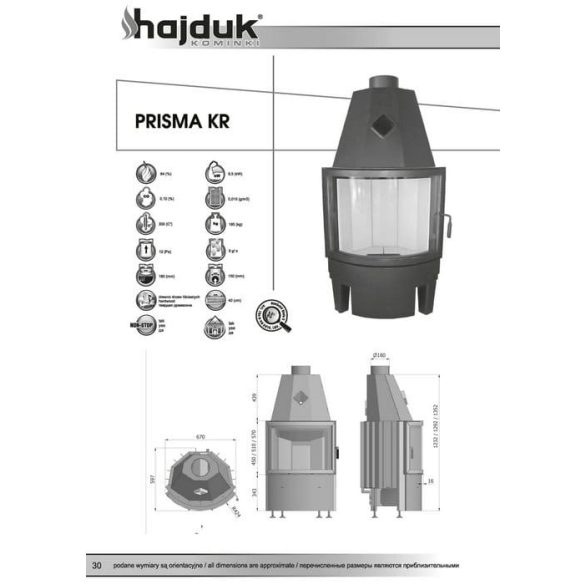 Hajduk Prisma KR51 9,5 kW zárt égésterű kandallóbetét