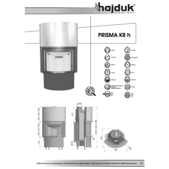 Hajduk Prisma KRH51 9,5 kW zárt égésterű kandallóbetét