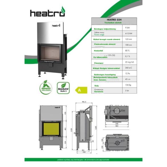 Hajduk Heatro 55H modern zárt égésterű kandallóbetét